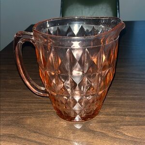 Windsor Diamond Pink Depression Glass Pitcher